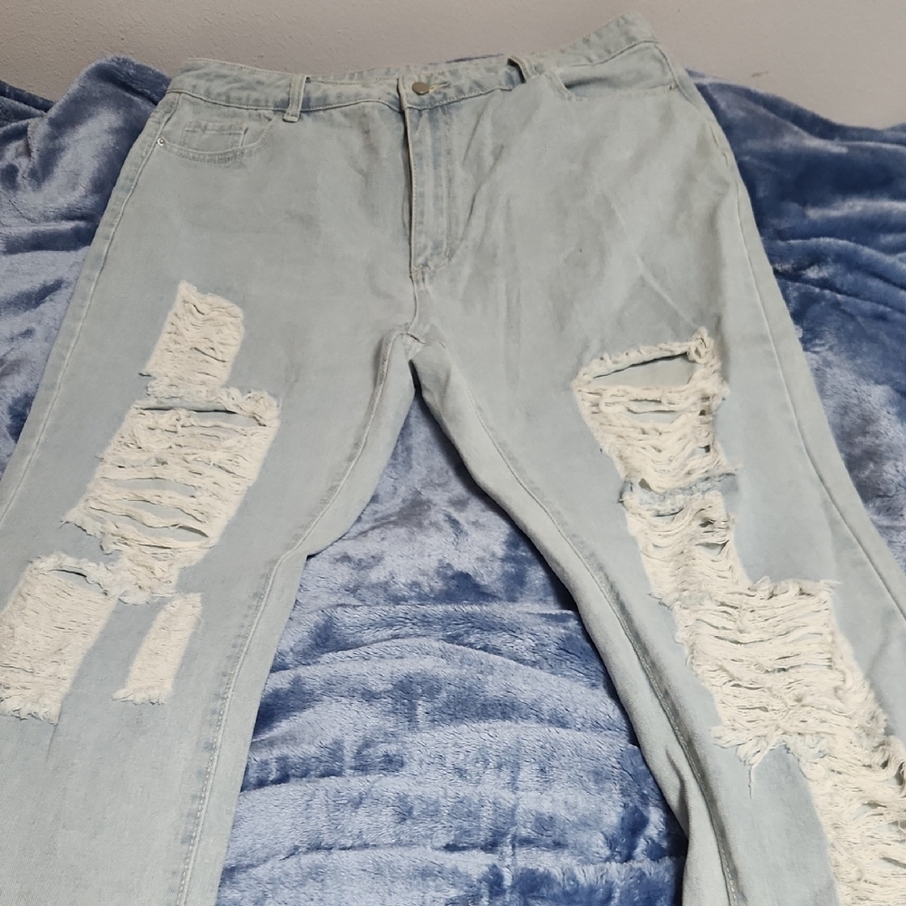 Light Blue Distressed Women Jeans